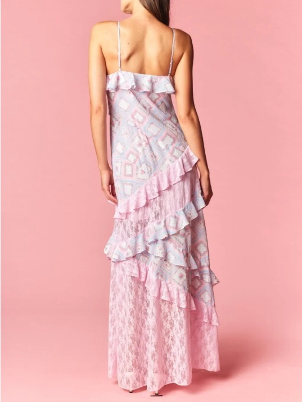 Pink Ruffle Tiered Maxi Dress - Picture 5 of 9
